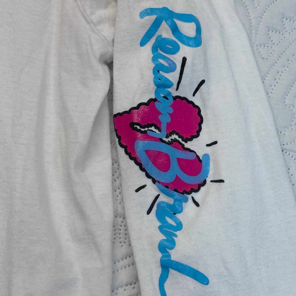 Reason Brand Faded Graphic Long Sleeve Shirt White Mens Large Streetwear Tee - Picture 4 of 8